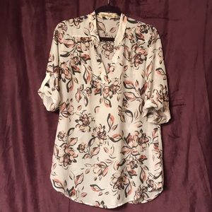 Floral print popover tunic